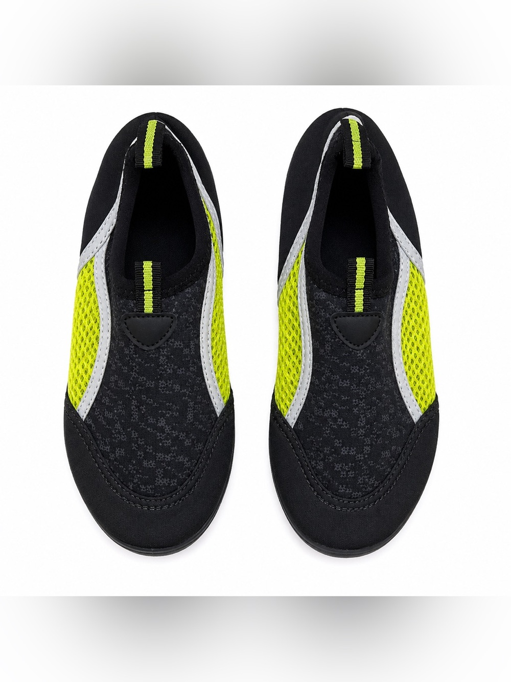 Kids Slip-On Water Shoes – Black/Neon Yellow – Size L (Fits Kids 2–3)